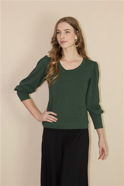 Balloon Sleeve Scoop Top