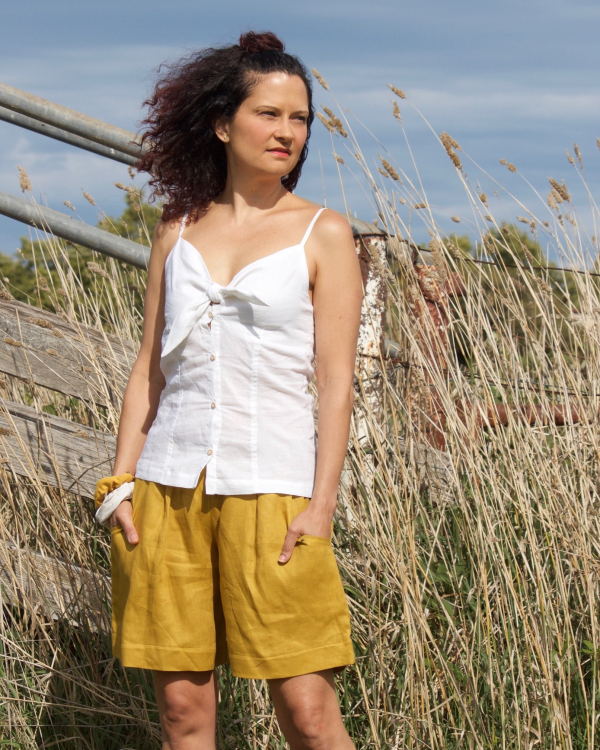Linen Pleat Front Shorts