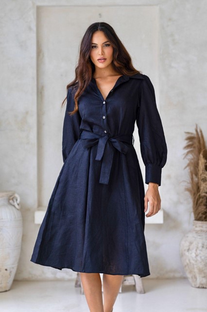 Gather Sleeve Shirt Dress
