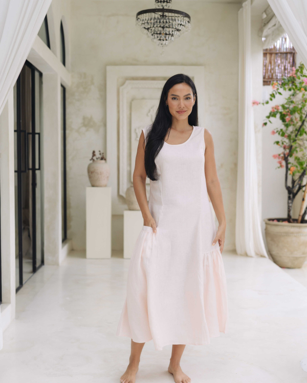 Panelled Sleeveless Linen Dress